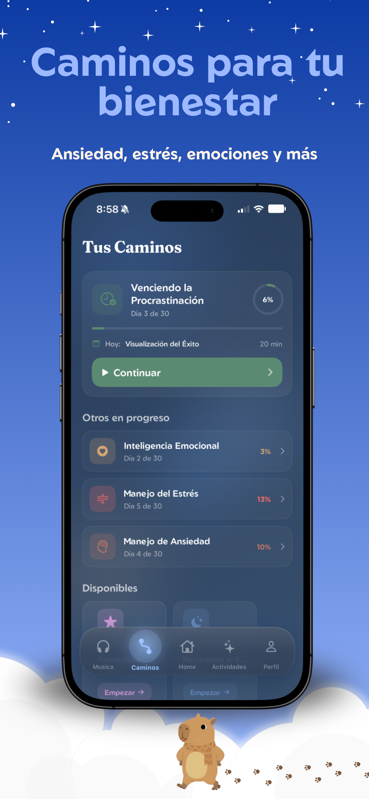 Caminos de bienestar con cursos sobre ansiedad, estrés y emociones