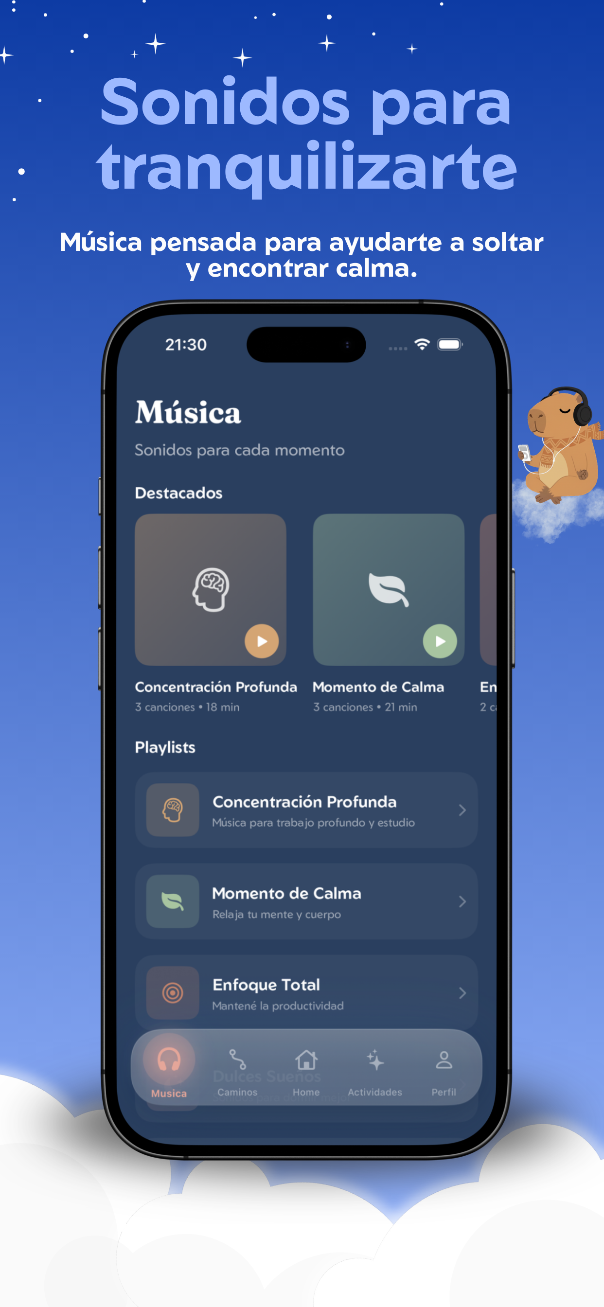 Biblioteca de música y sonidos para concentración y calma
